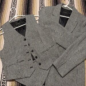 Banana Republic Black and White Checkered Blazer and Vest